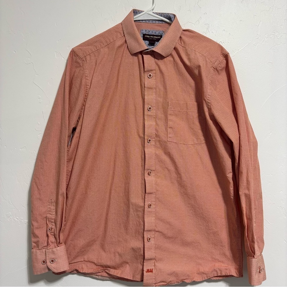 Johnston & Murphy Medium Men's Button Front Dress Casual Shirt Workwear Long Sl